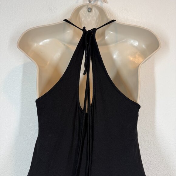 Vintage Y2K Soul Revival Black Dress Embellished Beaded Chain Halter Goth Medium - Picture 5 of 11